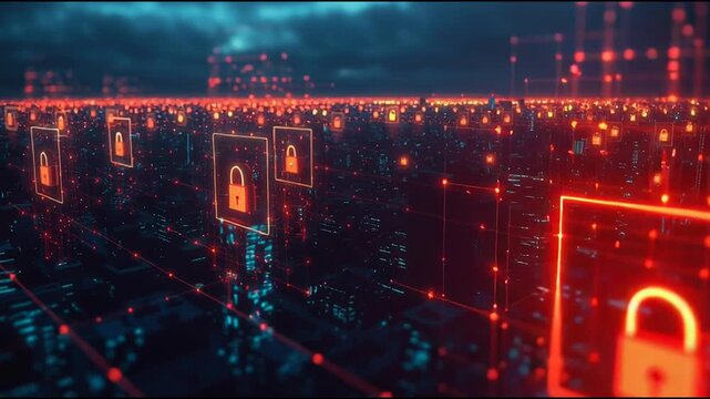 Hacker are planning to hack and attack networks and cyber security , innovative Smart city and graphs with statistics to analyze business potential and predict future developments in company growth.