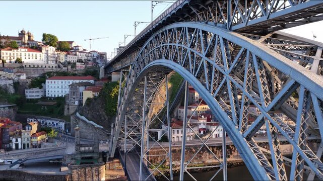 Dom Luis I Bridge architecture and city views Porto Portugal
