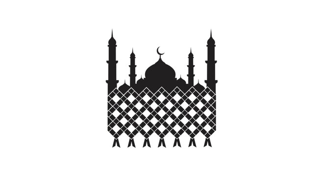 Black silhouette of a mosque architecture.