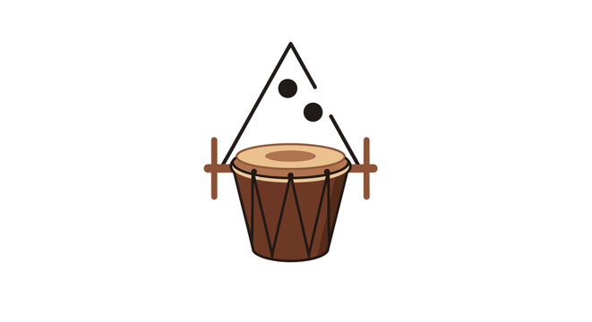 Brown Drum with Wooden Sticks.