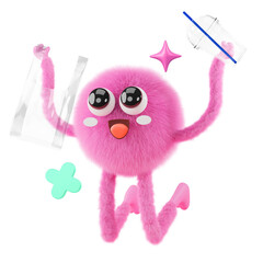 Plastic monster png sticker, mixed media transparent background © Rawpixel.com