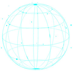 Obraz premium Png blue globe grid sticker, transparent background