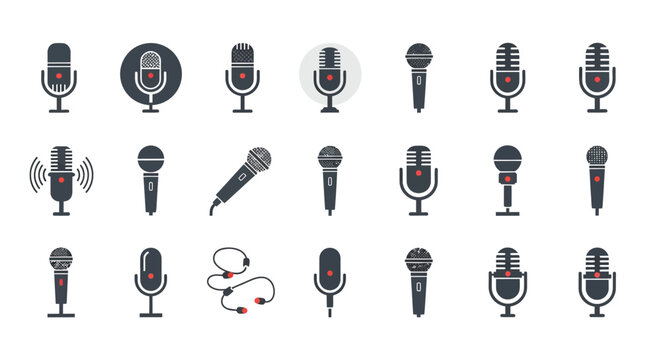 Microphones in various shapes sizes.