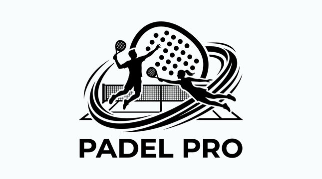 Dynamic Padel Duo in Play Action Depicted as a Modern, Artistic, Minimalist Concept