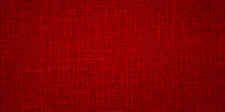 A vintage red linen fabric texture with an aged grunge pattern provides a blank textile canvas surface for a weathered material wallpaper backdrop design