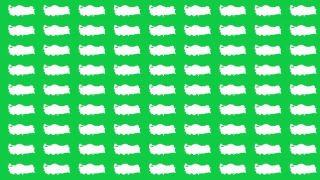 Turkey T&uuml;rkiye map pattern scrolling perfect 15 second loop with green background