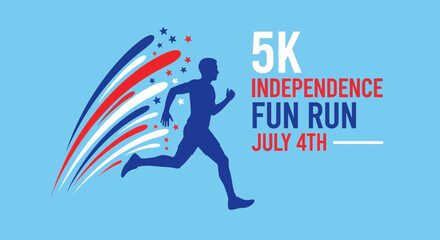 Obraz premium Patriotic 5K Independence Day Fun Run Athletic Event Announcement