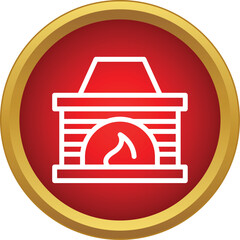 Naklejka premium Fireplace icon representing heat, winter comfort, and home interior