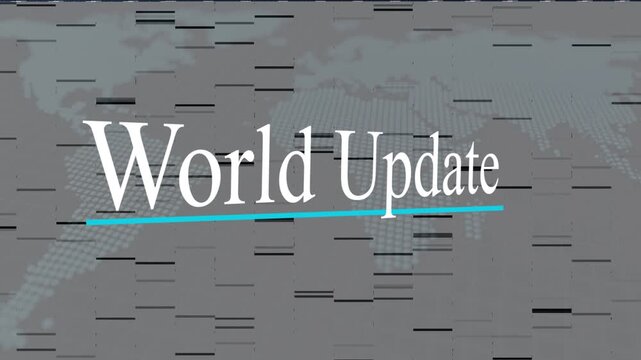 World Update Title Animation with Glitch Map Background