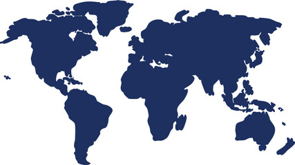 World map highlighting landmasses in dark shade © Sojib