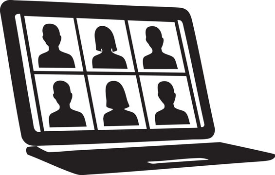 Six participants in a video conference call displayed on a laptop screen