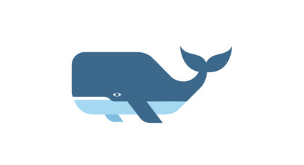 Obraz premium Minimalist Blue Whale Vector Illustration, Flat Style Marine Animal Graphic Icon for Ocean Conservation and Wildlife Branding Projects