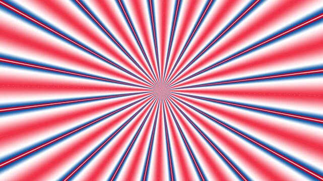 Abstract background with a retro sunburst pattern featuring red and blue rays and vintage grunge texture stars for a colorful design