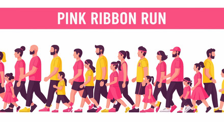 Obraz premium Pink Ribbon Run: A Community Gathering for Awareness and Support in the Fight