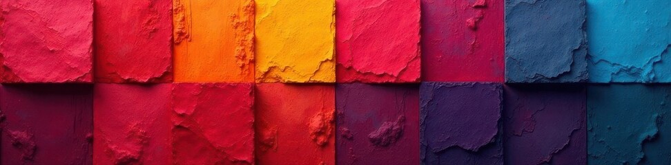 Naklejka premium Overlapping squares, bold hues, rough texture, design element, texture, background texture