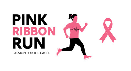 Obraz premium Pink Ribbon Run: A Vibrant Illustration of Marathon and Passion for the Cause in Action