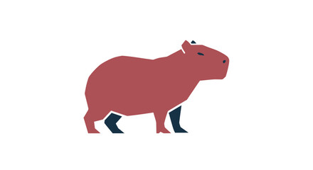 Obraz premium Minimalist Capybara Vector Illustration, Flat Stylized Animal Icon for Modern Graphic Design Projects