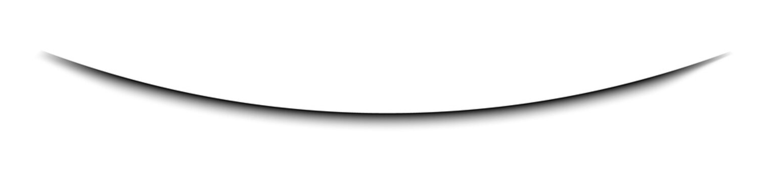 Black curved drop shadow png overlay effect, transparent background