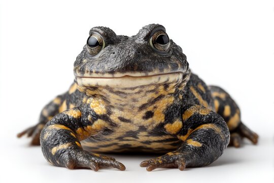 Colorful Frog Sitting on White Background.