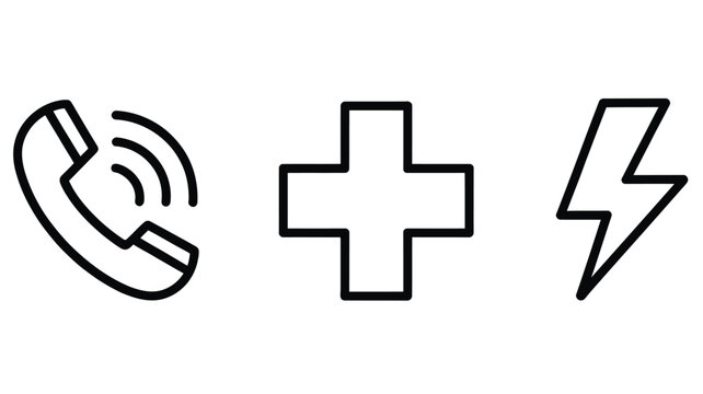 quick contact emergency icon, lightning bolt support symbol, fast help service concept, urgent call sign, modern communication element, clean design, isolated vector graphic for digital use.
