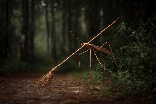 Giant stick insect in forest habitat.