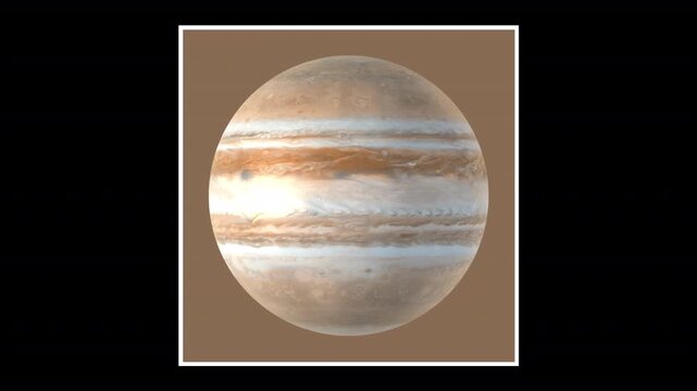 Realistic Rotating Jupiter Loop, Planet Animation in Space HD Transparent Background with gradient around the object