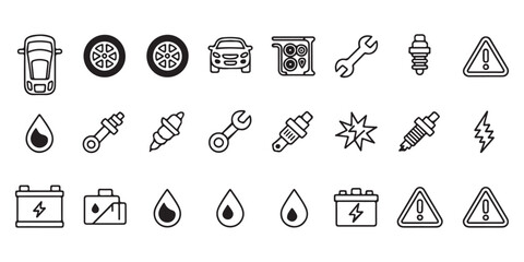 Car Maintenance and Repair Icon Set - Automotive Service Symbols © MdMojinur