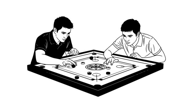 Carrom board silhouette vector tournament game