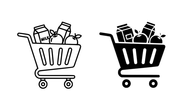 Carrito compra lleno vector ecommerce shopping icon