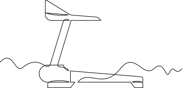 one line art Treadmill vector illustration. line art, one continuous line, simple, hand drawn and sketch style. for icons, symbols, signs or logos. PNG