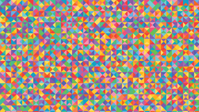 Seamless vibrant low poly triangle mosaic background with colorful geometric pattern, abstract modern texture for wallpaper, packaging and creative surface design