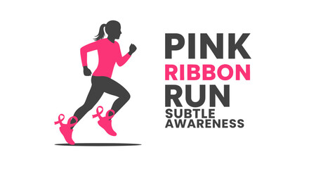 Fototapeta premium Pink Ribbon Run: Promoting Breast Cancer Awareness Through Physical Activity and Silhouette