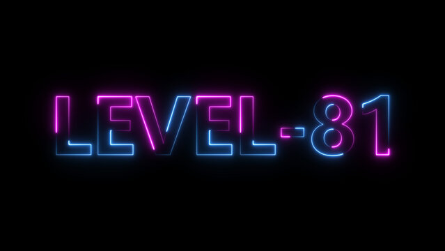 Abstract neon level 81 number 4k illustration. Level 81 neon text. Neon level up sign. motion graphic perfect for social media content. black background 4k illustration.