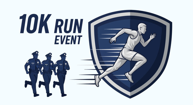 Police 10K Run Event Represented, Sport Running Concept, Endurance Race, Healthy Lifestyle Banner