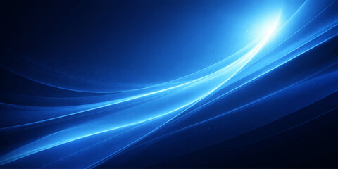 Fototapeta premium This abstract blue wave background features a digital motion design with soft light curves and glowing fractal lines to create a textured energy effect