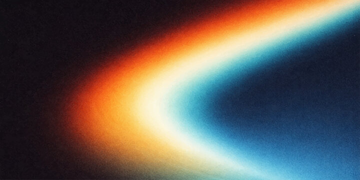 An abstract blue and orange space background featuring a bright sun and planet with glowing light rays and motion wave patterns for a cosmic art wallpaper design