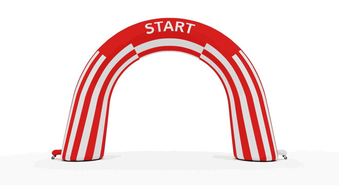Red And White Start Archway Isolated on White Background For Events and Competitions