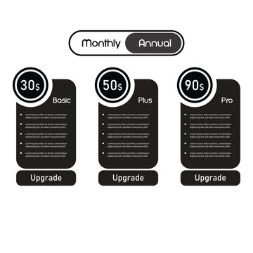 Pricing Plans UI with Monthly Annual Toggle &ndash; Subscription Comparison Table for SaaS Dashboard