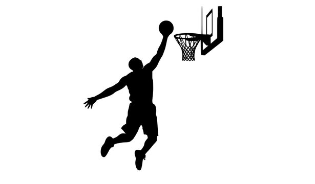 Silueta jugador baloncesto dunk vector deporte