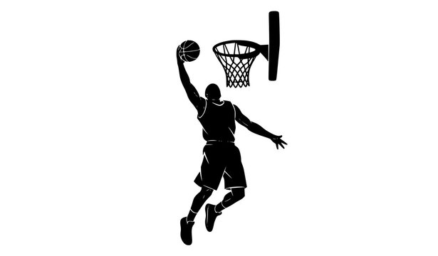 Silueta dunk baloncesto icono vector deporte