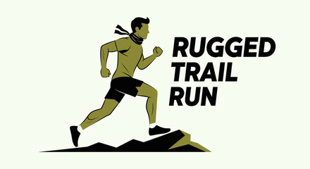 Fototapeta premium Rugged Trail Runner Illustration in Dynamically Posed Action Against a Plain Backdrop