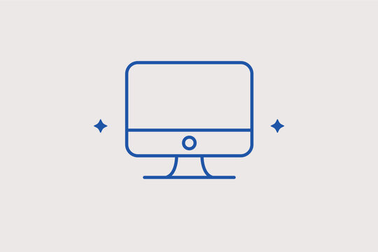 Desktop monitor line icon for digital workspace setup and professional graphic display. Modern Vector Illustration for tech support websites and remote work environment blogs.