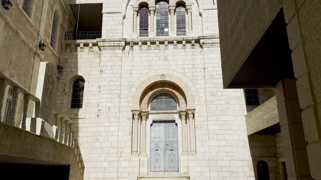 Jerusalem, Israel, April 17, 2026. The Church of Our Lady of Sorrows on the Via Dolorosa in the Old City, marking the fourth station of the Cross.