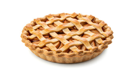 Obraz premium Classic apple pie with traditional lattice crust homemade traditional delicious isolated