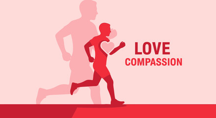 Obraz premium Runner Expressing Love and Compassion with a Heart for a Creative Illustrative Design