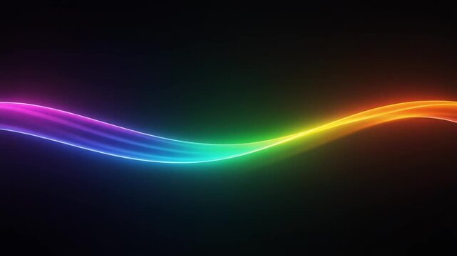Neon Rainbow Wave Sweeping Across Dark Background &mdash; Colorful Energy Flow