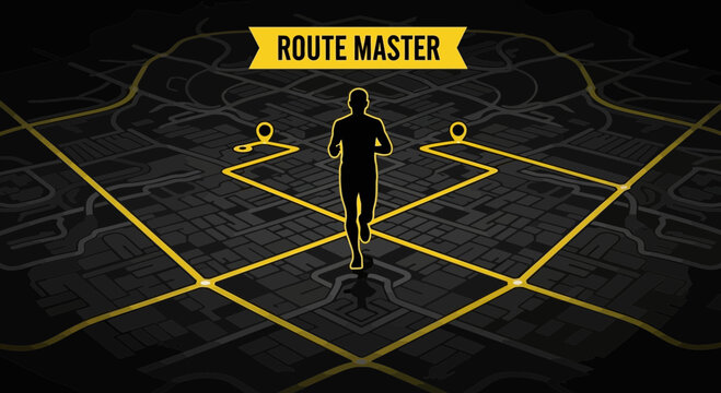 Runner Navigating Route Master On A Detailed Map With Directional Indicators