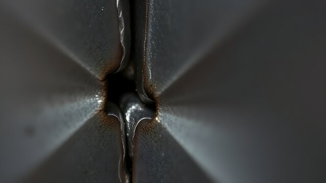 brazing. Extreme close-up detail of a smooth silver brazing seam between two steel surfaces. safety posters, maintenance manuals, designed for industrial assembly lines and welding operations.