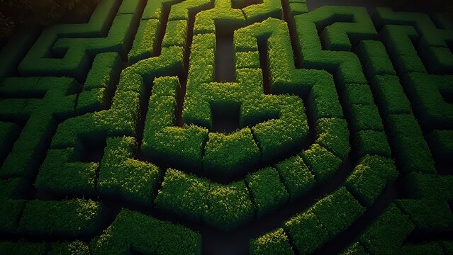 privet. Aerial view of a dense hedge maze in a classical garden. travel magazines, destination branding, designed for travel destination branding, elevates destination branding.
