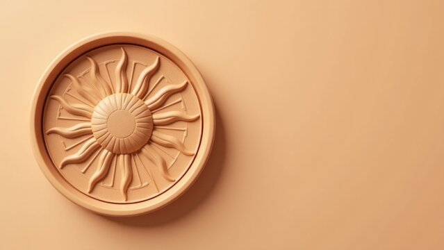 A decorative clock featuring a design with a sun motif